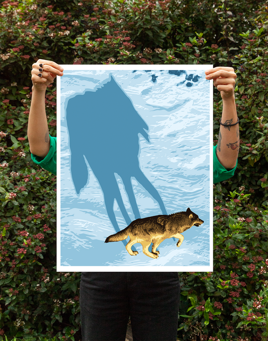 Wolf Shadow, Signed + Numbered Silkscreen, Ernesto Yerena x Aaron Huey