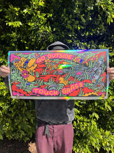 Super Limited! Go Outside Touch Grass Rainbow Foil Signed + Numbered Silkscreen by Killer Acid
